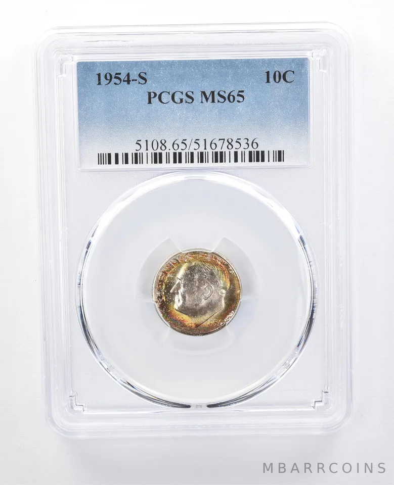 1954-S Roosevelt Dime MS65 PCGS Beautiful Tone *8054