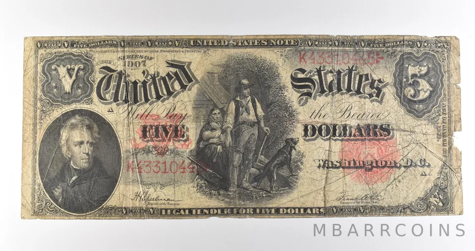 1907 $5 Legal Tender Red Seal Large Note Fr#91 *4710
