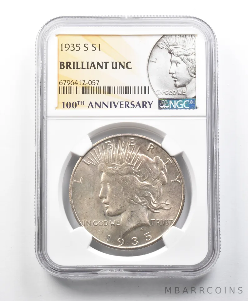 BU 1935-S Peace Silver Dollar NGC *1625