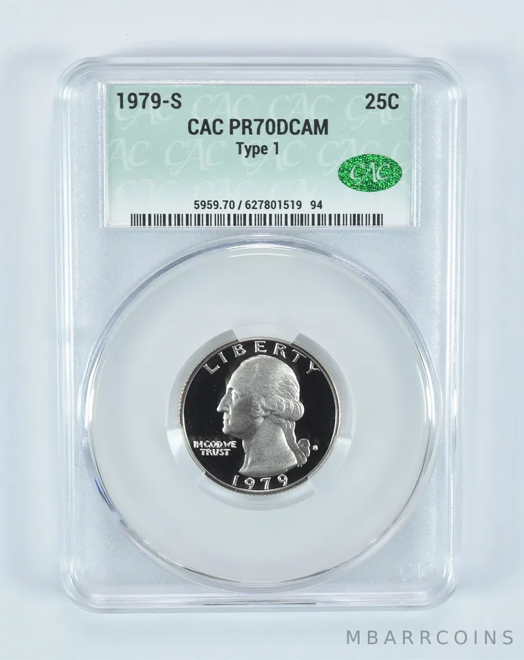 1979-S Washington Quarter Type 1 PR70 DCAM CAC CACg