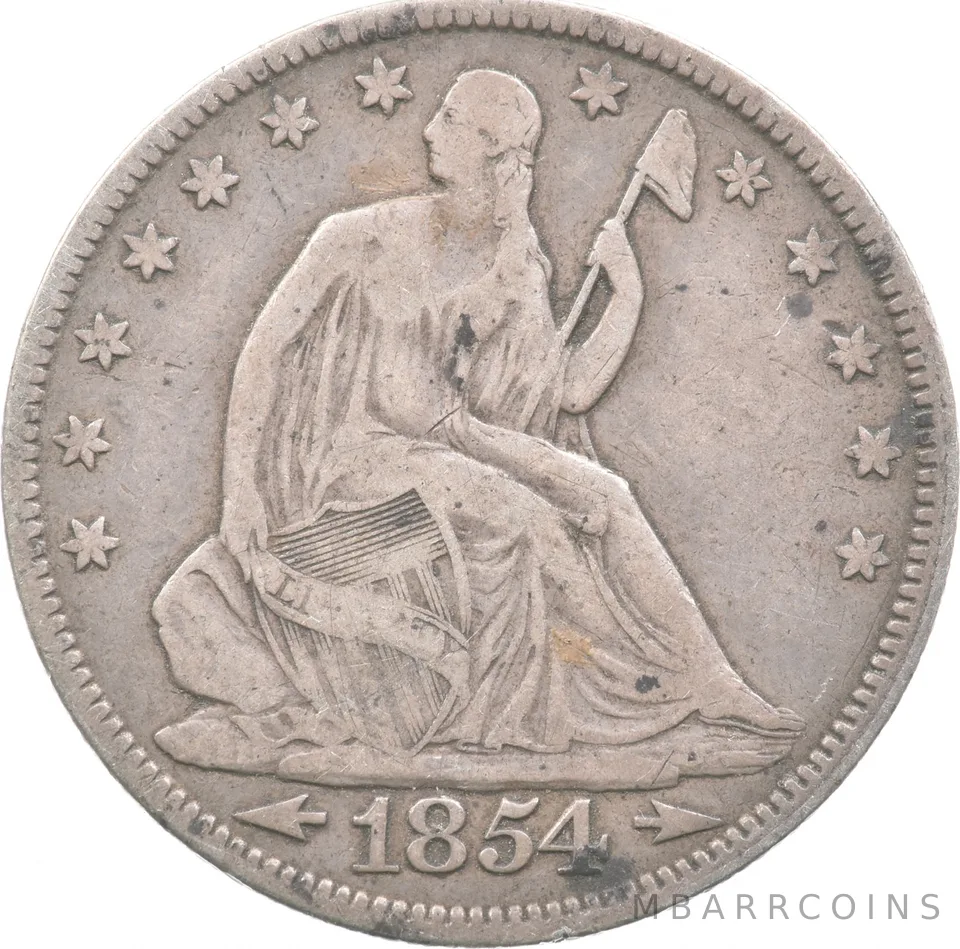1854 Seated Liberty Half Dollar Arrows a7586