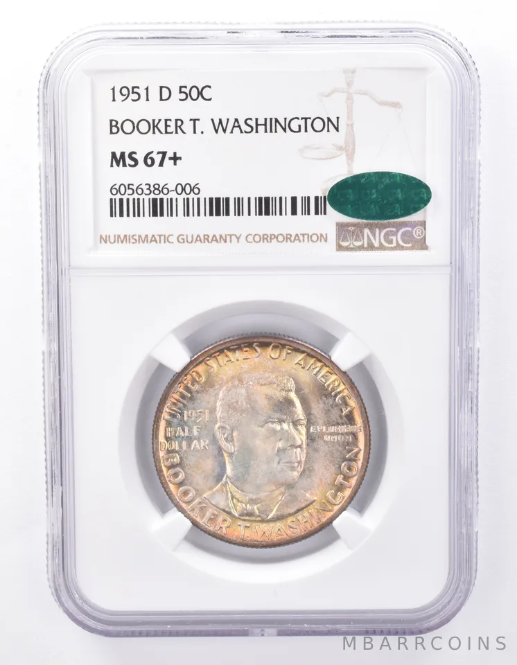 1951-D Booker T Washington Commemorative Half Dollar MS67+ NGC CAC *9395