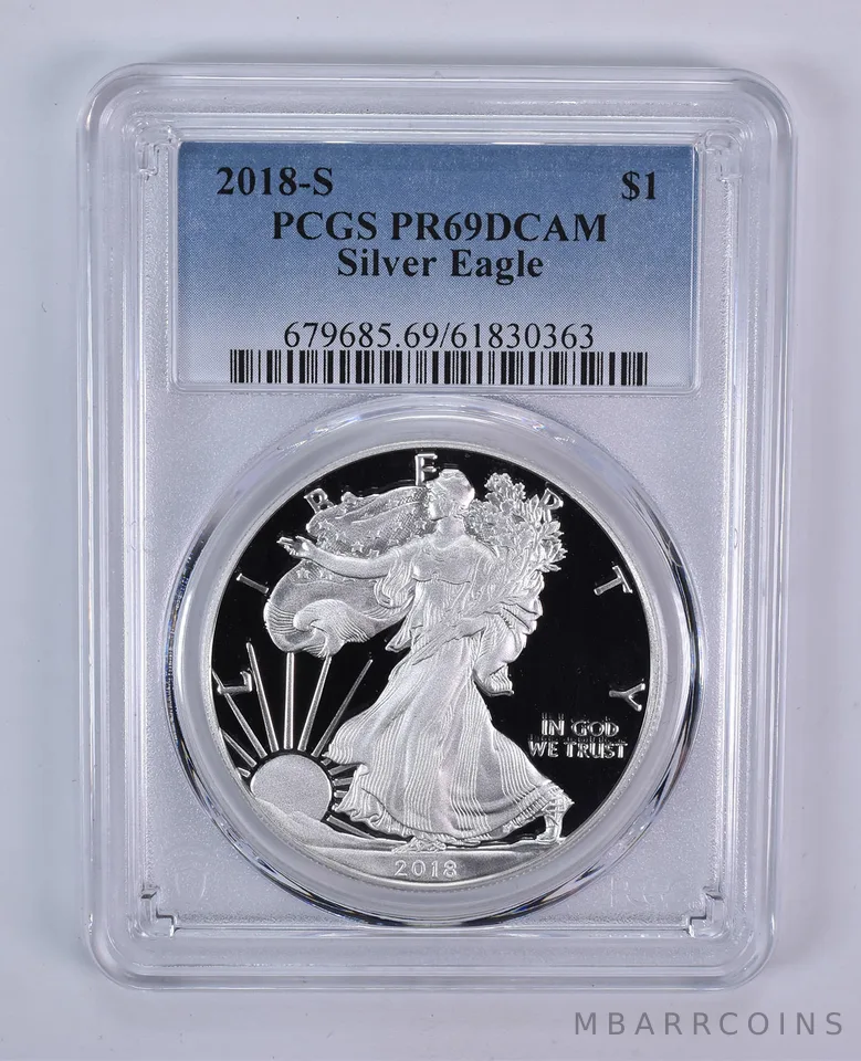 2018-S American Silver Eagle PR69 DCAM PCGS Blue Label