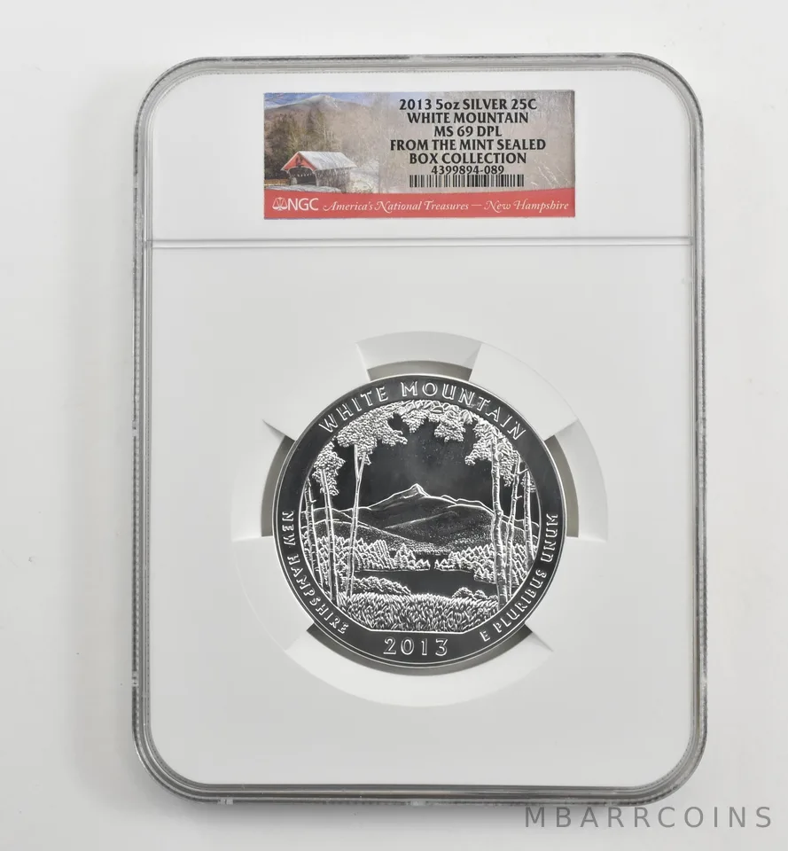 2013 5 Oz Silver Quarter ATB White Mountain MS69 DPL NGC *1673
