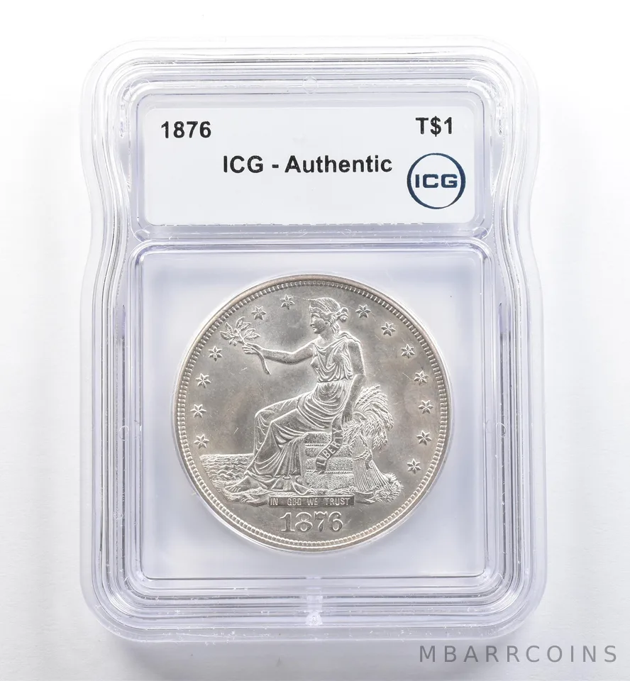 1876 Seated Liberty Trade Dollar Authentic ICG *6424