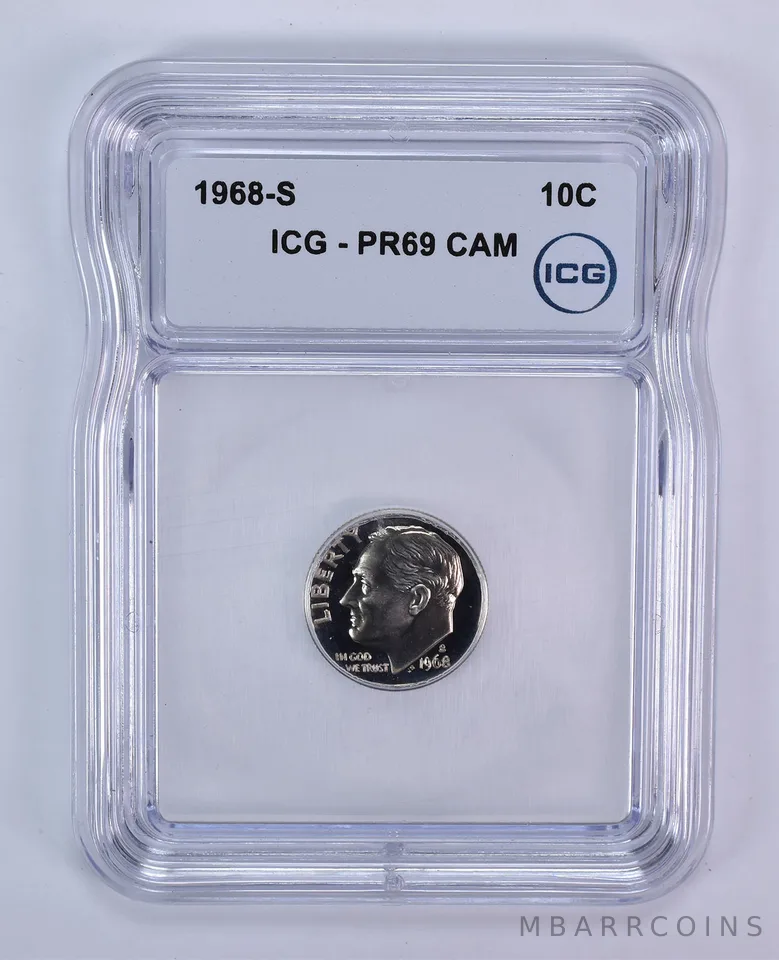 1968-S Roosevelt Dime PR69 CAM ICG
