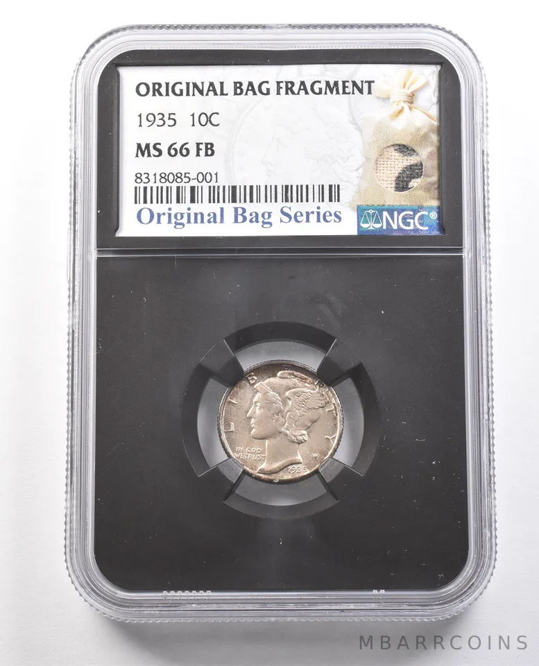 1935 Mercury Dime Original Bag Fragment MS66 FB NGC *6125
