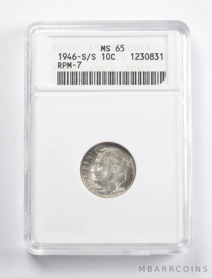 MS65 1946-S/S Roosevelt Dime RPM-7 ANACS *5800