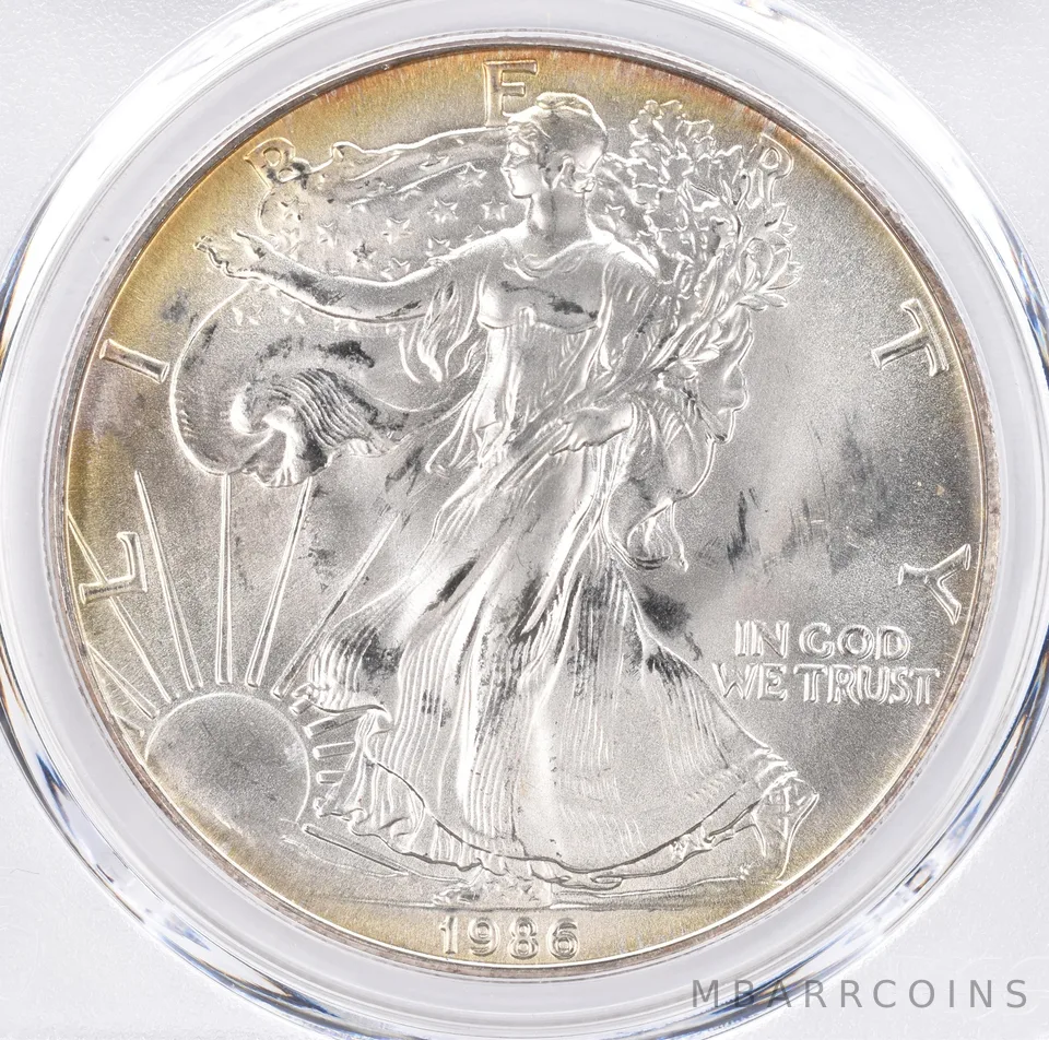 1986 American Silver Eagle MS66 PCGS Beautiful Tone *1419