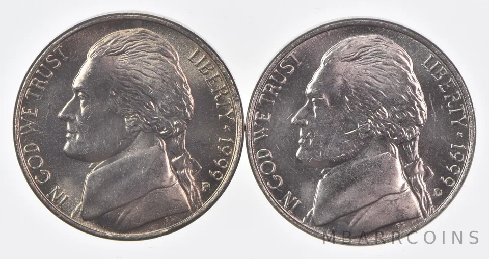 (Set) 1999 P+D Jefferson Nickel Unc Bundle