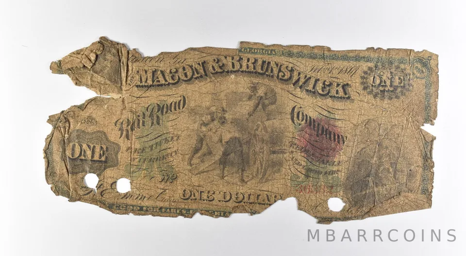 1861 $1 Macon & Brunswick Rail Road Company Obsolete Note *3165