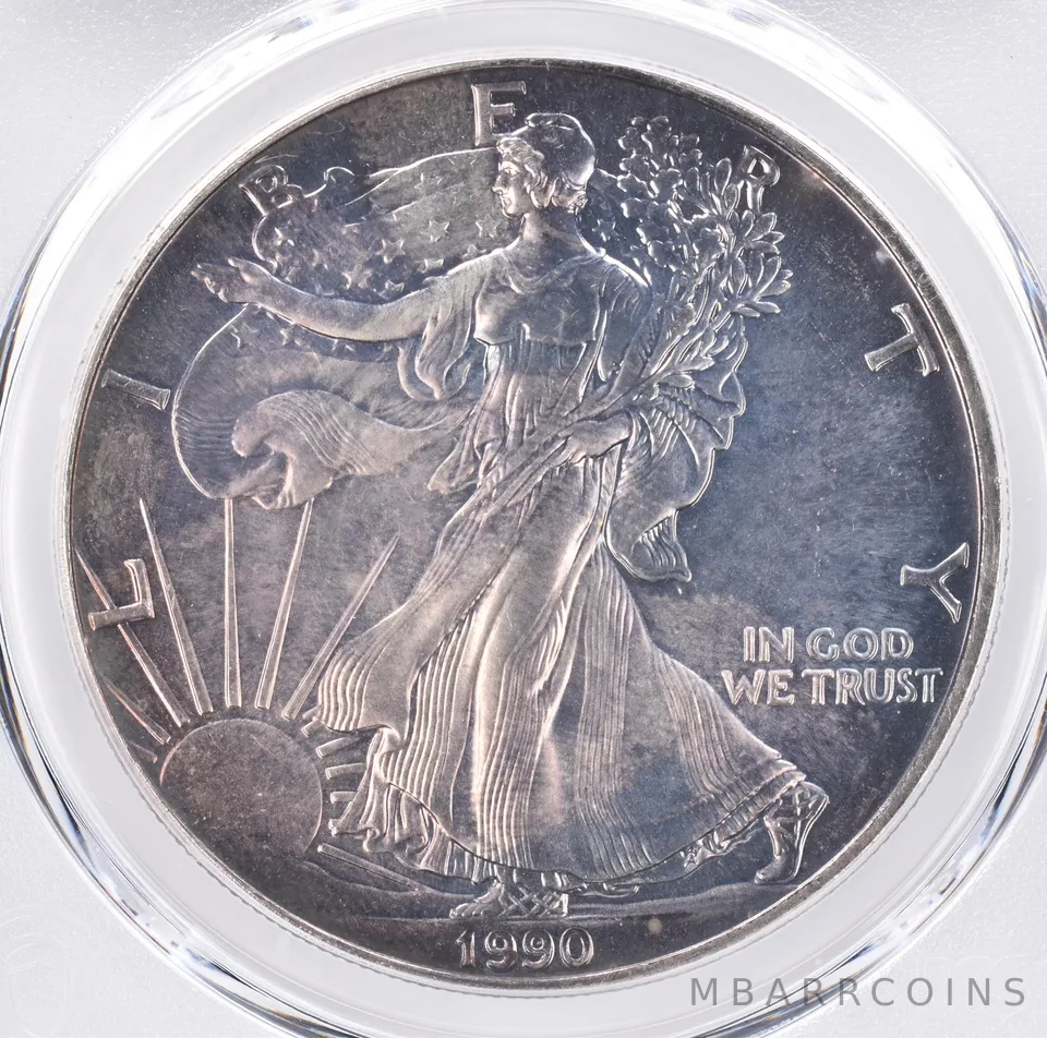 1990 American Silver Eagle MS64 PCGS Beautiful Tone *1486
