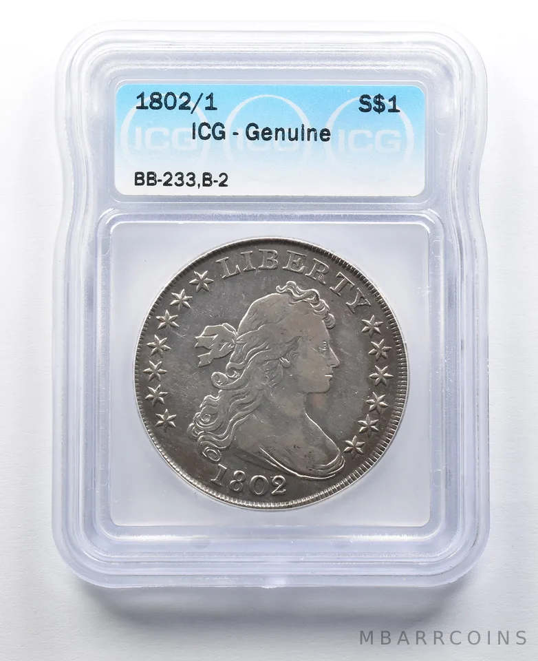 1802/1 Draped Bust Silver Dollar BB-233, B-2 ICG *2060