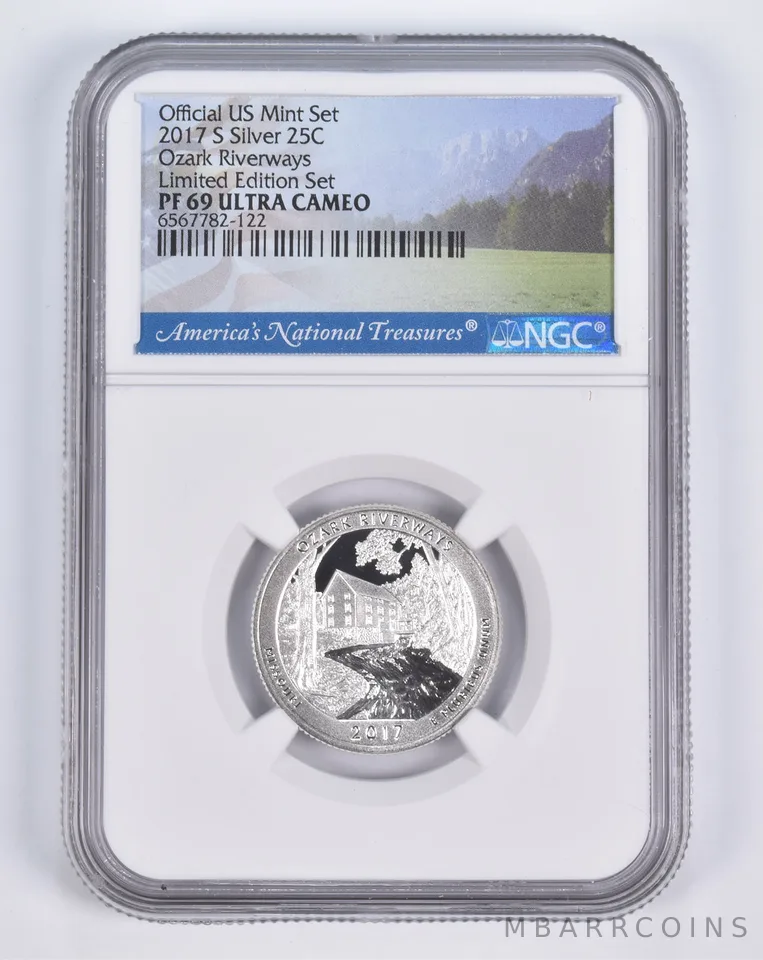 2017-S Silver PF69 ANT Ozark Riverways Quarter Limited Edition NGC