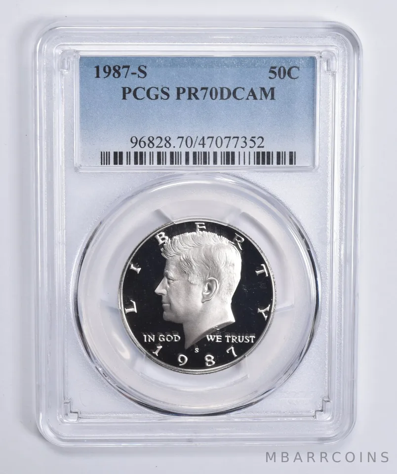 1987-S Kennedy Half Dollar PR70 DCAM PCGS Blue Lbl