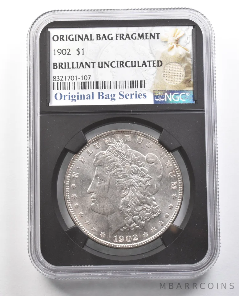 1902 Morgan Silver Dollar Original Bag Fragment BU NGC *4361