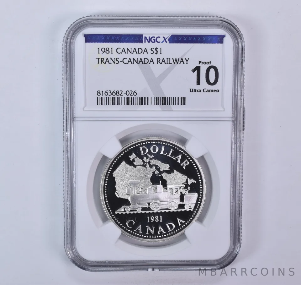 1981 Canada 1 Dollar Silver Trans-Canada Railway Proof 10 UCAM NGC X NGCX