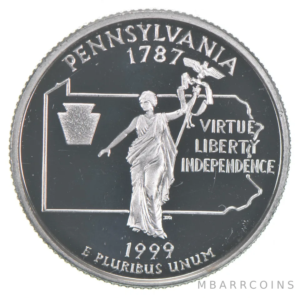 1999-S Washington State Quarter 90% Silver Proof Pennsylvania