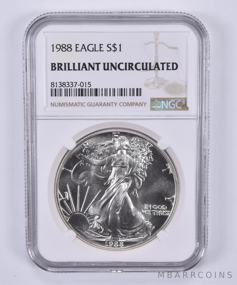 1988 American Silver Eagle BU NGC Brown Label