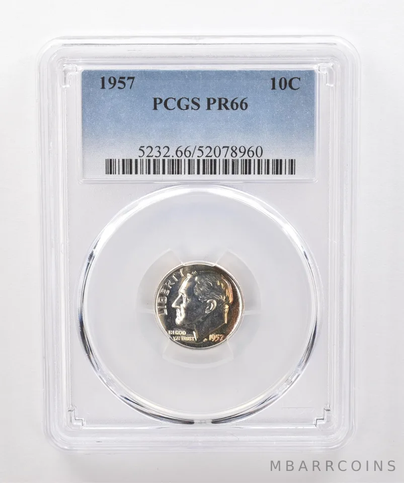 1957 Roosevelt Dime PR66 PCGS Beautiful Tone *1877