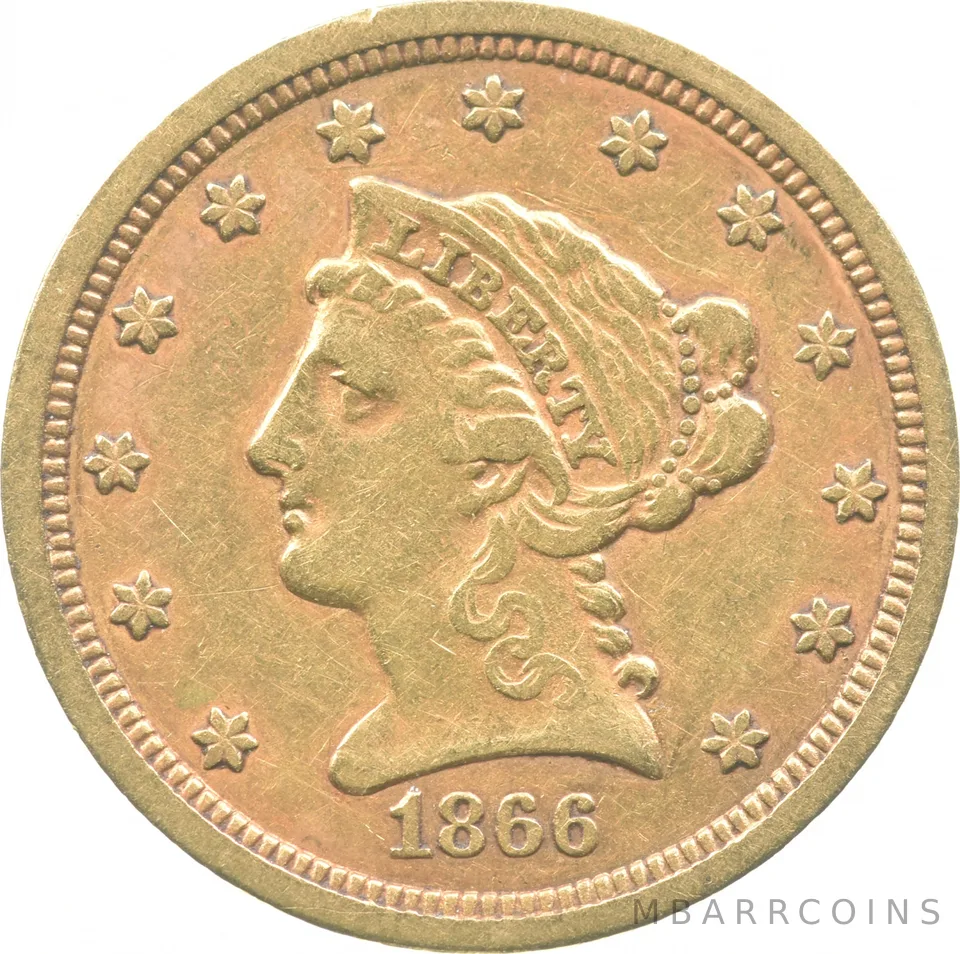 1866-S $2.50 Indian Head Gold Quarter Eagle *9006