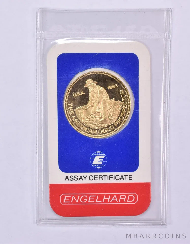 1983 Engelhard American Prospector 1/4 Oz Gold Round In Assay *1080
