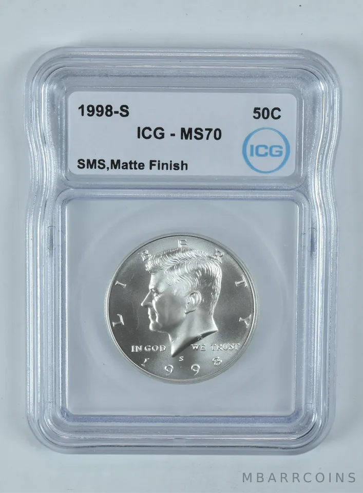 1998-S Kennedy Half Dollar SMS MS70 ICG