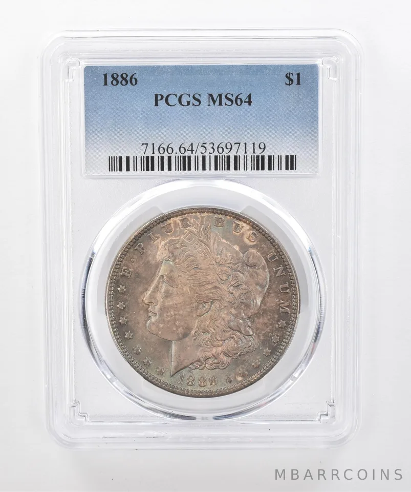 1886 Morgan Silver Dollar MS64 PCGS Beautiful Tone *1474