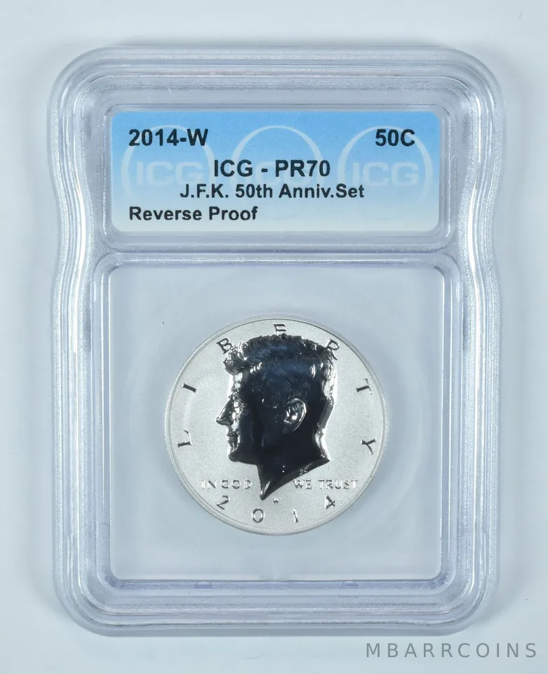 2014-W Kennedy Half Dollar JFK 50th Anniversary Set Reverse PR70 ICG
