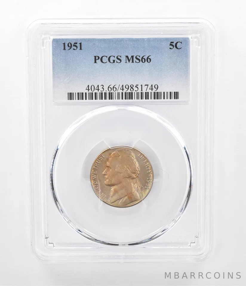 1951 Jefferson Nickel MS66 PCGS Beautiful Tone *2386