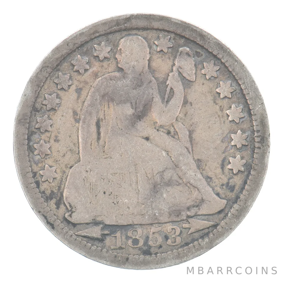 1853 Seated Liberty Dime Arrows Beautiful Tone *0131