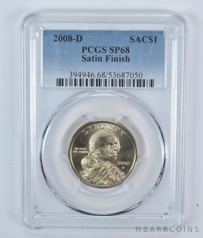 2008-D Sacagawea $1 Satin Finish SP68 PCGS Blue Label