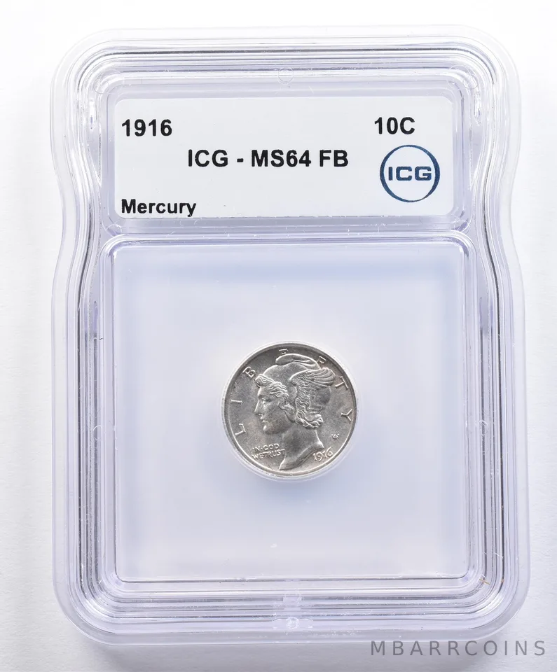 1916 Mercury Dime MS64 FB ICG *1566
