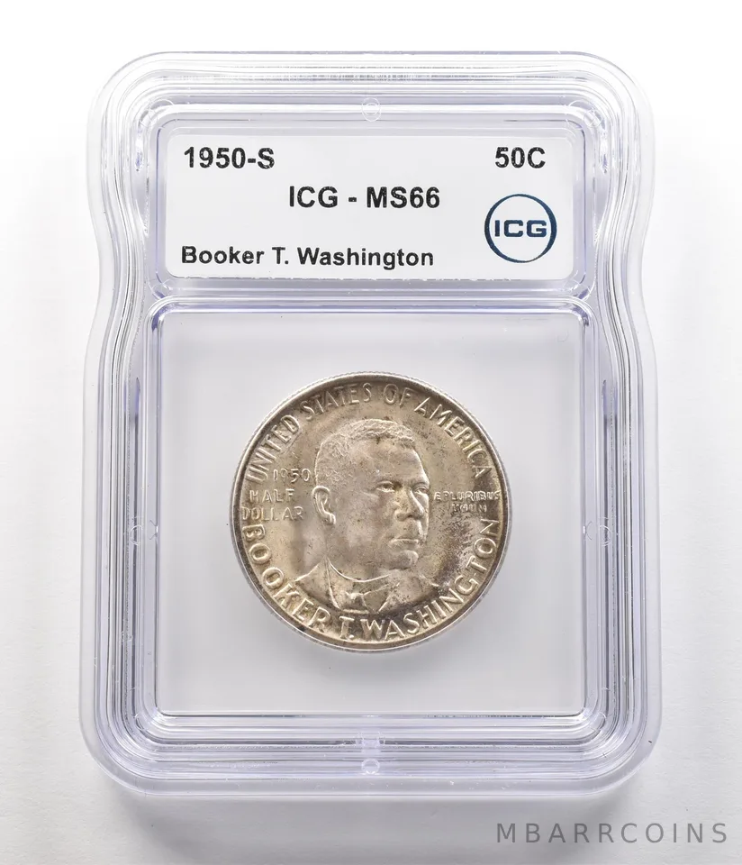 1950-S Booker T Washington Commemorative Half Dollar MS66 ICG a6786