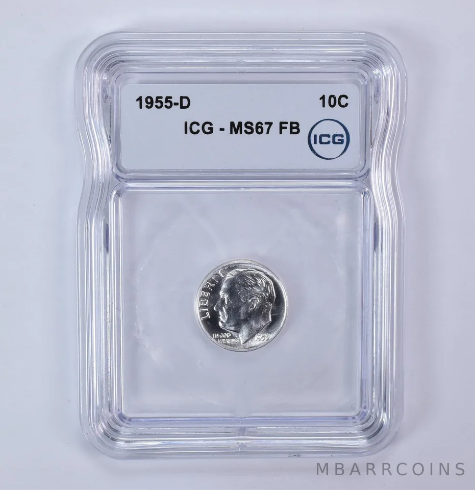 1955-D Roosevelt Dime MS67 FB ICG