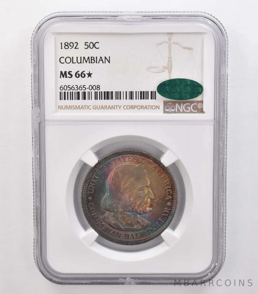 1892 Columbian Expo Commemorative Half Dollar MS66* STAR NGC CAC Rainbow a0715