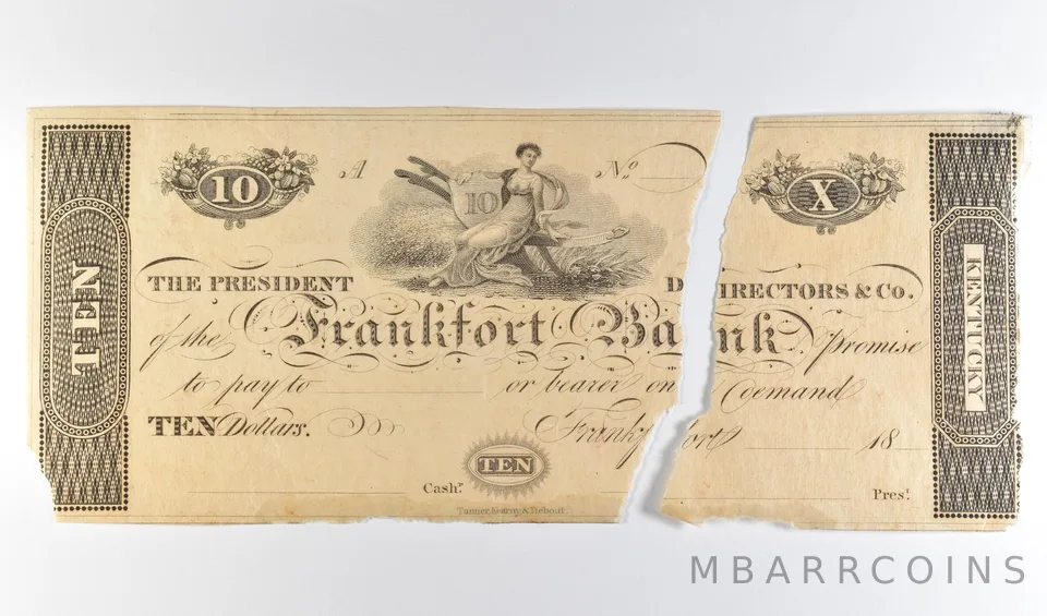 1800s $10 Frankfort Bank KT Obsolete Note *8676