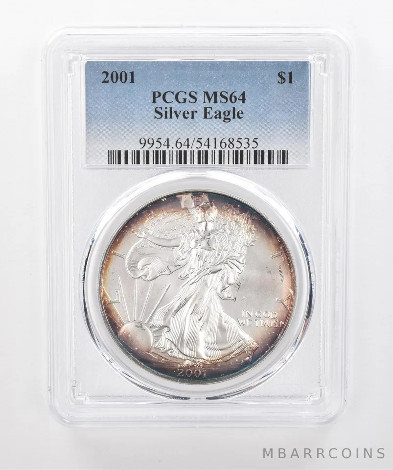 2001 American Silver Eagle MS64 PCGS Beautiful Tone *1518