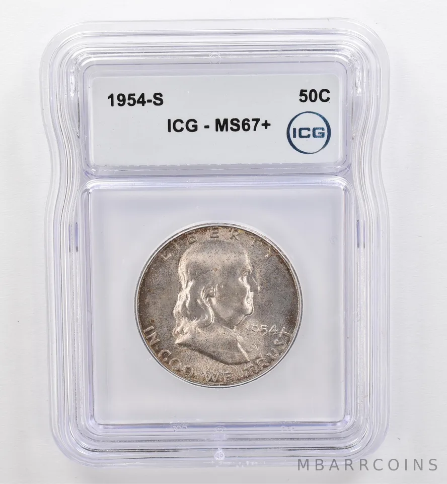 1954-S Franklin Half Dollar MS67+ ICG Beautiful Tone *9460