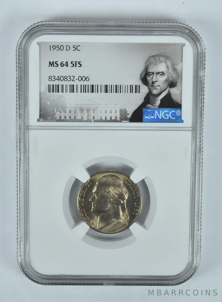 1950-D Jefferson Nickel MS64 5FS NGC Special Label
