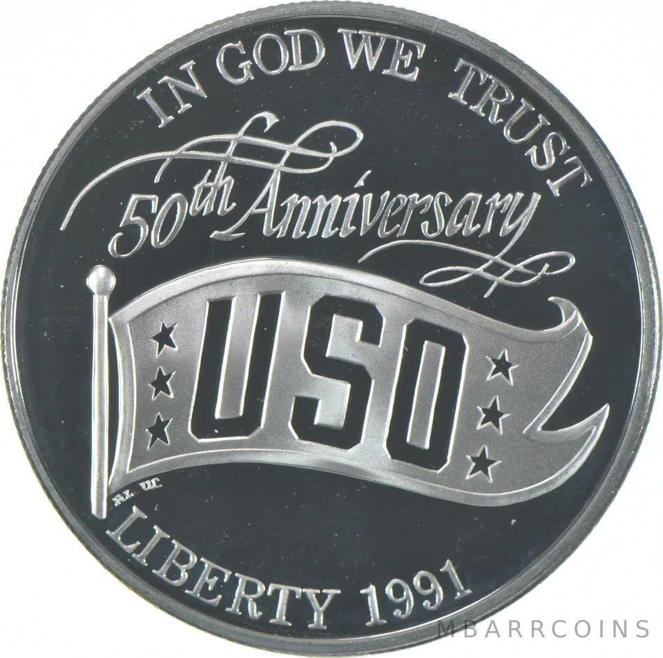 1991-S Proof USO Commemorative Silver Dollar $1