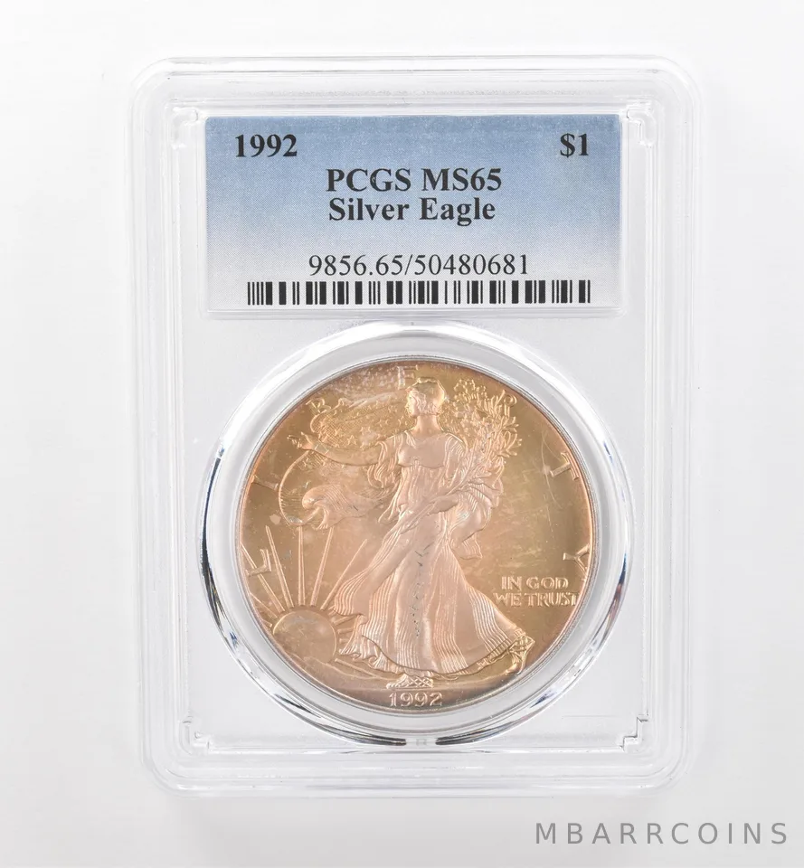 1992 American Silver Eagle MS65 PCGS Beautiful Tone *1757
