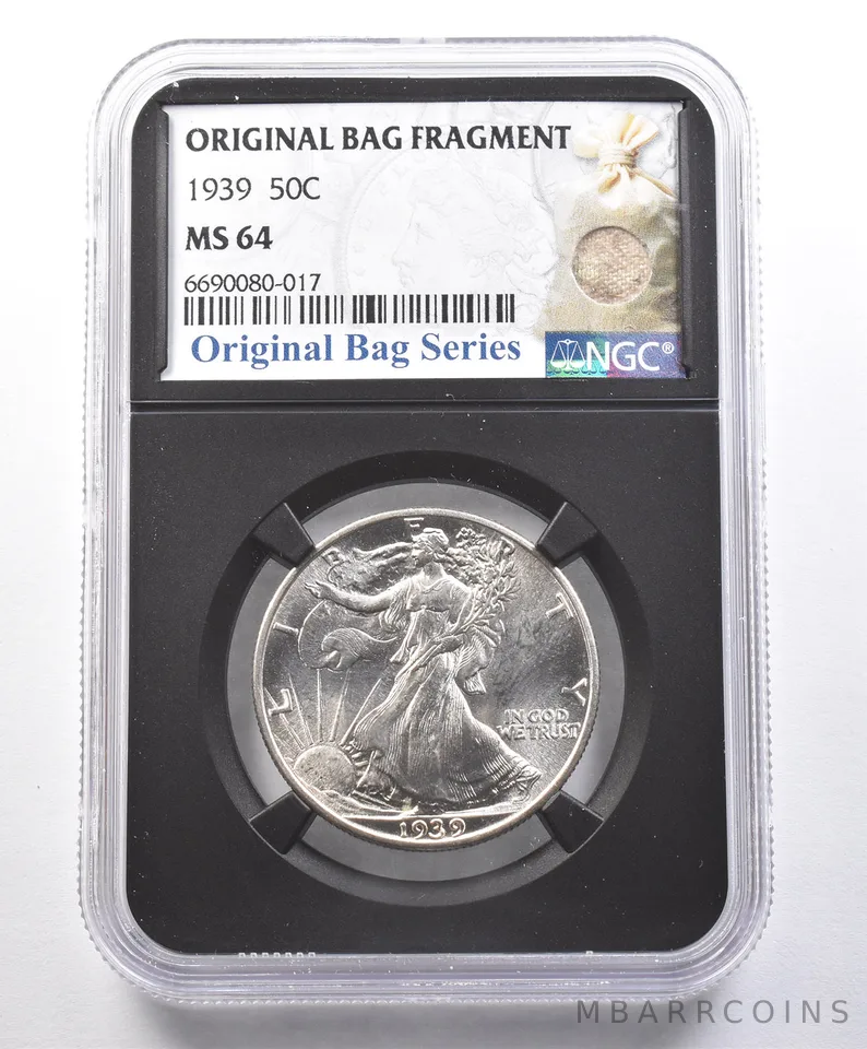 1939 Walking Liberty Half Dollar Original Bag Fragment MS64 NGC *4116