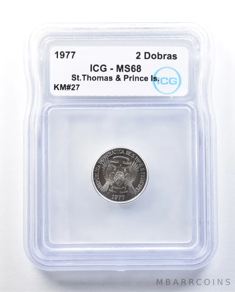 1977 St Thomas & Prince Island 2 Dobras KM#27 MS68 ICG *8978