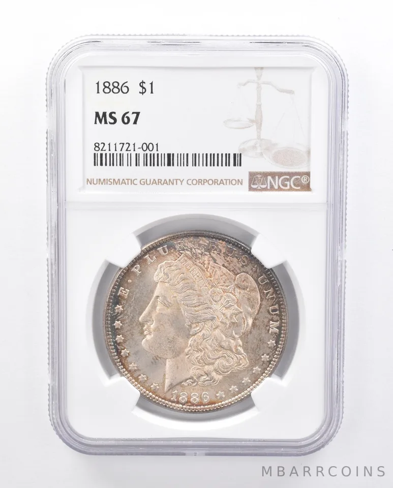 1886 Morgan Silver Dollar MS67 NGC Peripheral Tone *2107