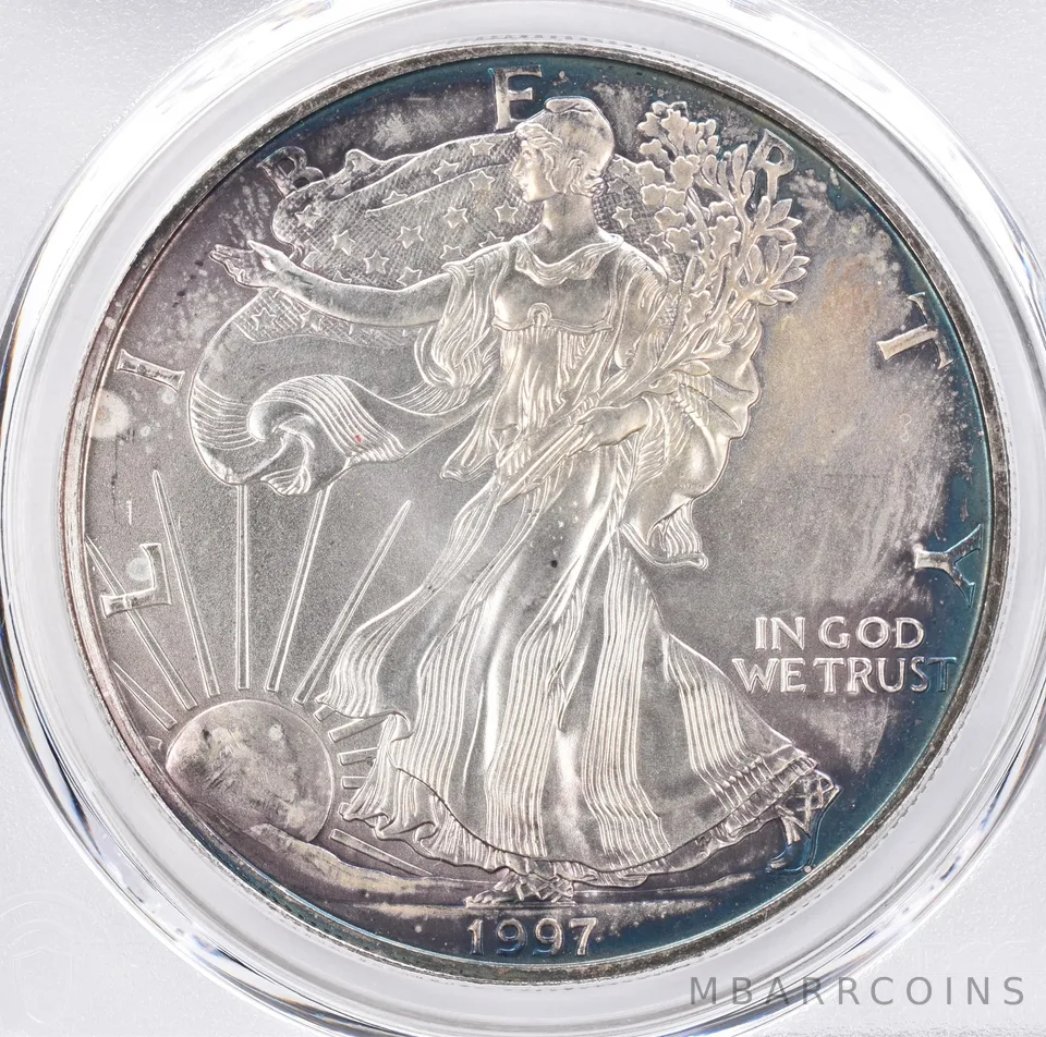1997 American Silver Eagle MS67 PCGS Beautiful Tone *1325