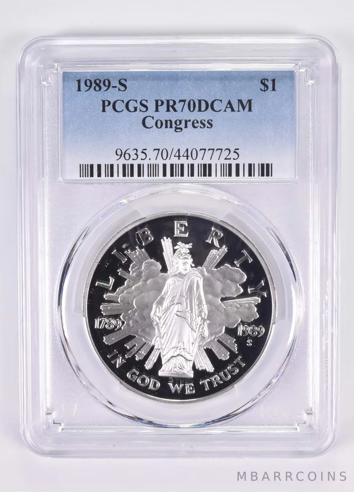 1989-S Congress Bicentennial Commemorative Dollar PR70 PCGS Blue Label