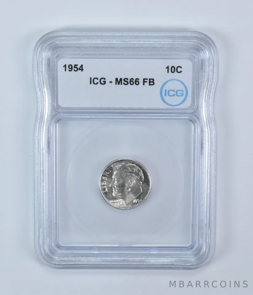 1954 Roosevelt Dime MS66 FB ICG