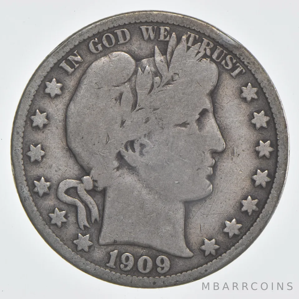 1909 (P) Barber Half Dollar 90% Silver VG Condition