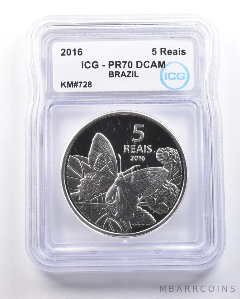 2016 Brazil 5 Reais Rio Olympics KM#728 PR70 DCAM ICG a4693